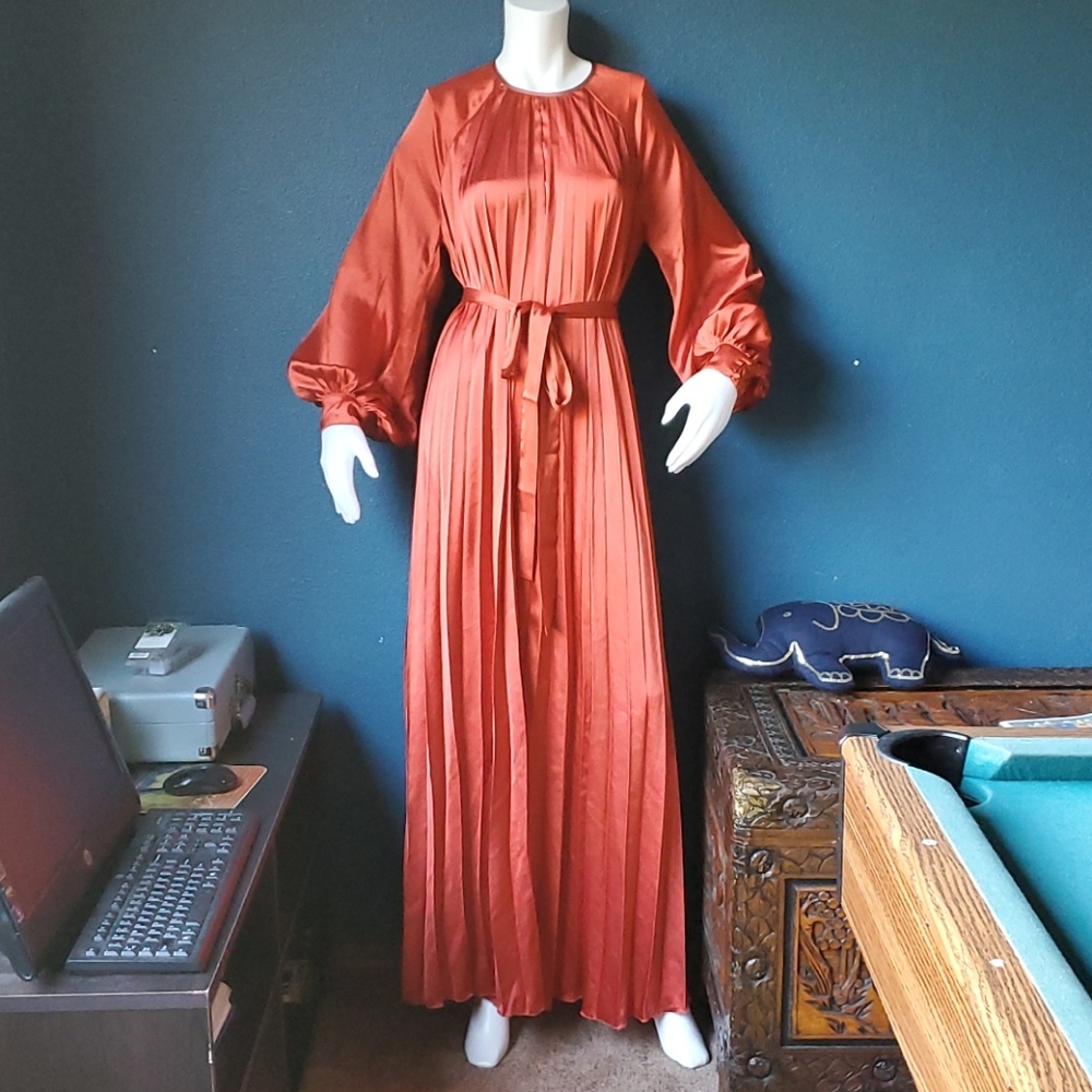 Asos long orange silk like dress